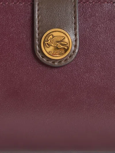 Etro Leather Strap Wallet In Burgundy