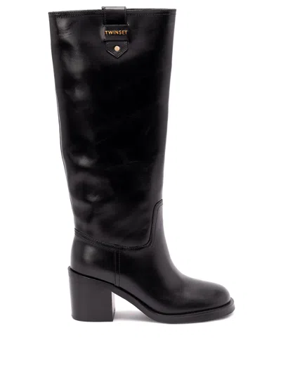 Twinset Twin-set Black Boots With 7 Cm Heel In Black