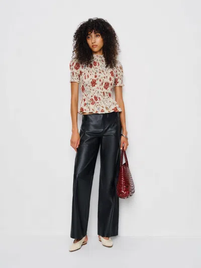 Reformation Womens Gwendoline Aggie Floral-print Cotton-blend Top Xs In Neutral