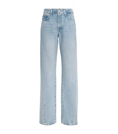 7 For All Mankind Twisted-seam Tess High-rise Straight Jeans In Blue
