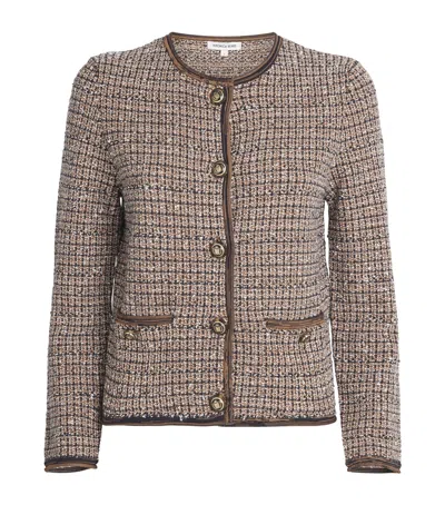 Veronica Beard Brisa Tweed Button-front Jacket In Brown
