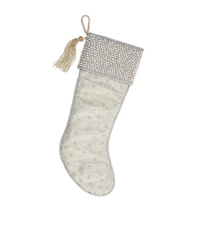 Sudha Pennathur Embellished Stocking Tree Decoration In Silver