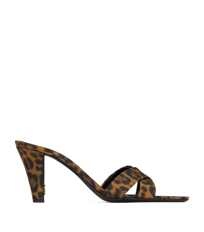 Saint Laurent Mule Jill In Gros-grain Leopard Print In Brown