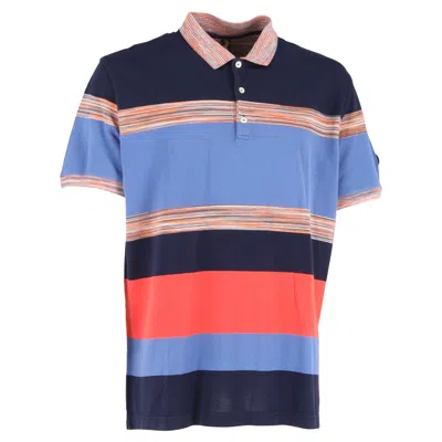 Missoni Striped Short Sleeve Polo Shirt In Multicolor Cotton In Multi