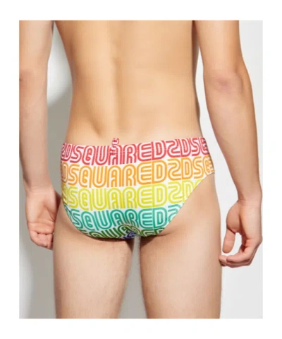 Dsquared2 Rainbow-logo Pattern Swimming Trunks In Multi