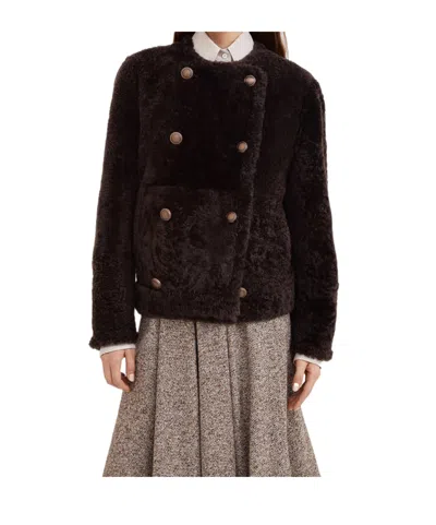 Brunello Cucinelli Reversible Double-breasted Fur Jacket With Button Detailing In Brown