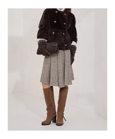 Brunello Cucinelli Reversible Double-breasted Fur Jacket With Button Detailing In Brown