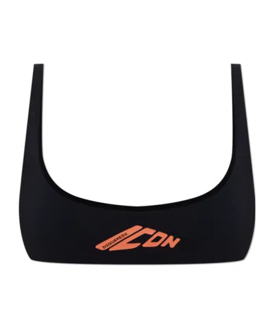 Dsquared2 Logo-print Bikini Bra In Black