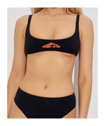 Dsquared2 Logo-print Bikini Bra In Black