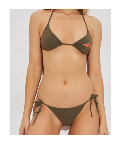 Dsquared2 Logo-print Triangle Bikini Bra In Brown