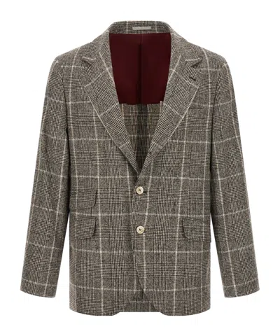 Brunello Cucinelli Men Wool Deconstructed Jacket In Brown