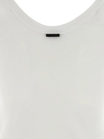 Brunello Cucinelli Ribbed Scoop Neck Stretch Fit T-shirt In White