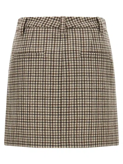 Brunello Cucinelli Checked Virgin Wool Flannel Miniskirt In Brown