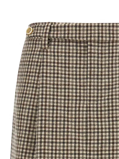 Brunello Cucinelli Checked Virgin Wool Flannel Miniskirt In Brown