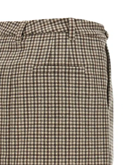 Brunello Cucinelli Checked Virgin Wool Flannel Miniskirt In Brown