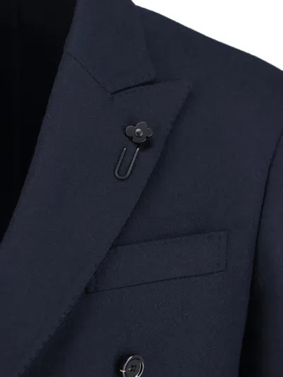 Lardini Tailored Jacket With Notch Lapel And Button Detailing In Blue