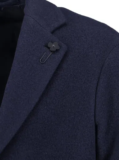 Lardini Classic Tailored Coat With Three-button Closure In Blue