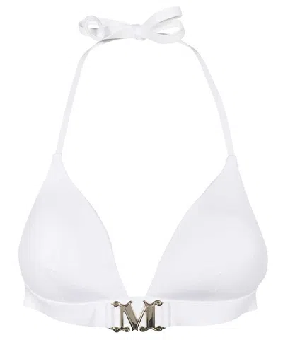 Max Mara Logo-plaque Triangle Bikini Top In White