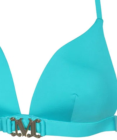 Max Mara Logo-buckle Triangle Bikini Top In Blue