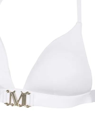 Max Mara Logo-plaque Triangle Bikini Top In White