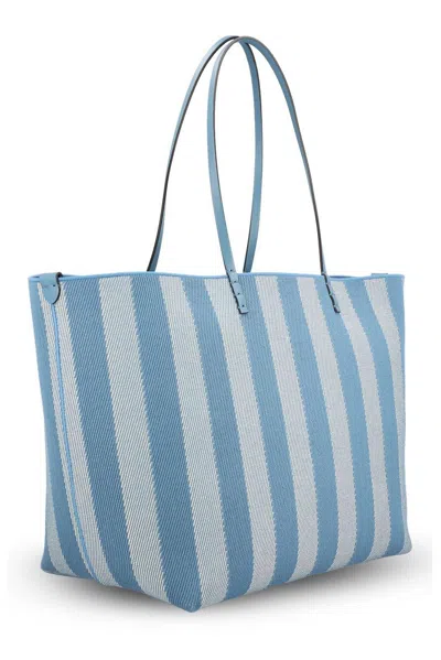 Fendi Blue Reversible Roll Large Shopper In Blue