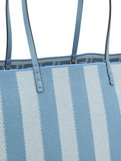 Fendi Blue Reversible Roll Large Shopper In Blue