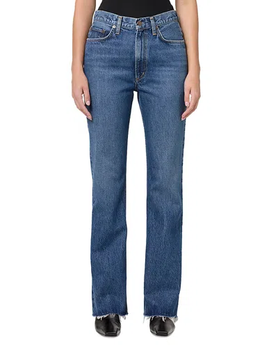 Agolde Leena High Waist Raw Hem Flare Leg Jeans In Placebo