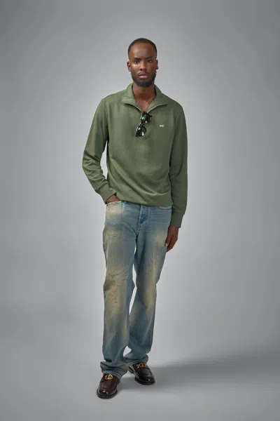 Denham Scissor Half Zip In Green