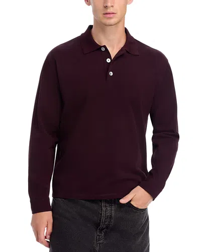 Frame Pique Regular Fit Long Sleeve Polo Shirt In Burgundy