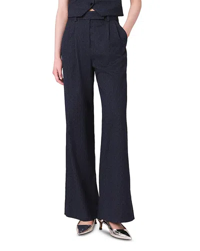 Maje Rhinestone Suit Trousers With Pleats In Blue