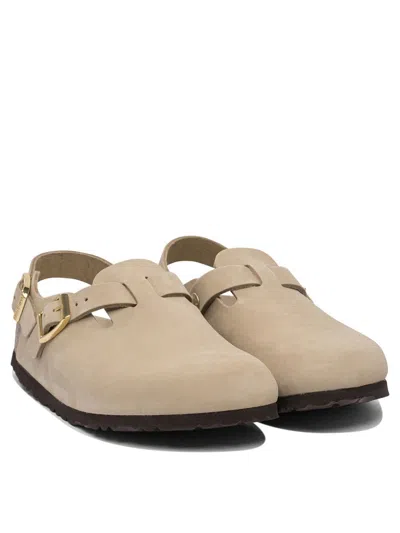 Birkenstock Mule 'tokio' Con Fibbia Sul Fronte E Sul Retro In Pelle Beige Donna In Sand