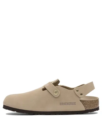 Birkenstock Mule 'tokio' Con Fibbia Sul Fronte E Sul Retro In Pelle Beige Donna In Sand