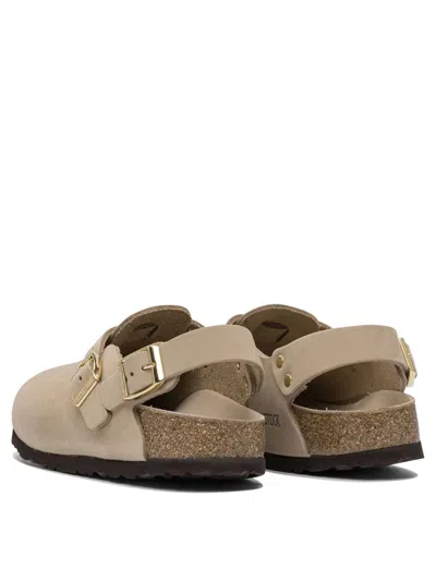 Birkenstock Mule 'tokio' Con Fibbia Sul Fronte E Sul Retro In Pelle Beige Donna In Sand