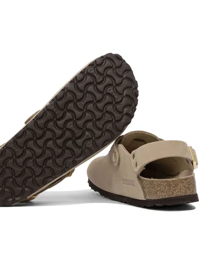 Birkenstock Mule 'tokio' Con Fibbia Sul Fronte E Sul Retro In Pelle Beige Donna In Sand