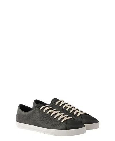 Prada Aged-effect Leather Sneakers In Black