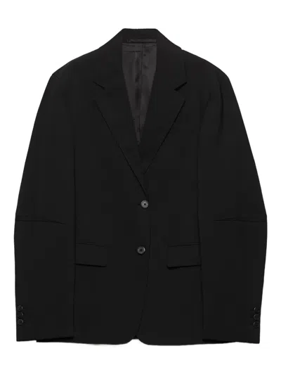 Prada Single-breasted Jacket In Superfine Wool In Black