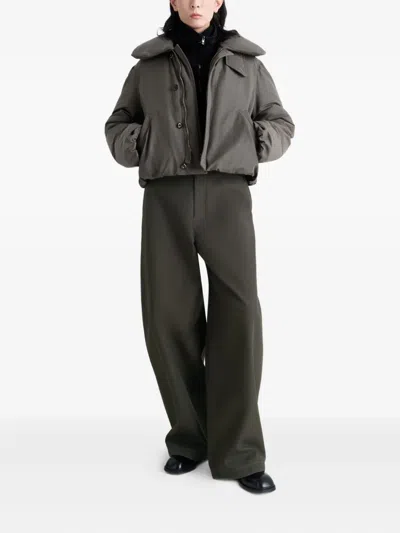 Lemaire Women Brown Water-repellent Puffer Blouson In Green