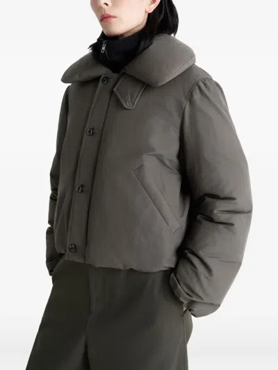 Lemaire Women Brown Water-repellent Puffer Blouson In Green