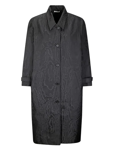 Stefano Mortari Lightweight Black Trench Coat With Embossed Pattern In Gray