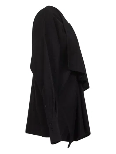 Uma Wang Black Virgin Wool Frontera Canvas Blouse In Black