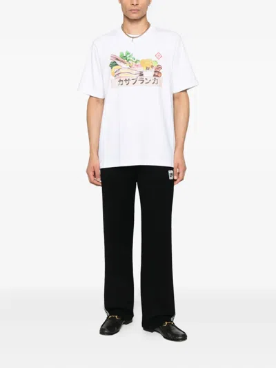 Casablanca White Cotton Short-sleeved T-shirt With Graphic Print In White