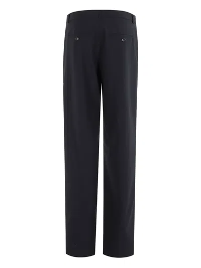 Herskind Tailored Blue Pinstripe Pants In Black