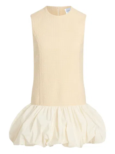 粗花呢泡泡裙摆连衣裙