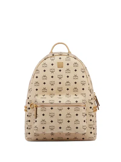 Mcm Stark Side Studs Backpack In Visetos In Neutral