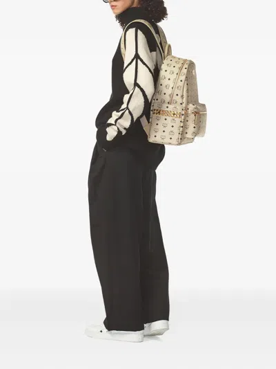 Mcm Stark Side Studs Backpack In Visetos In Neutral