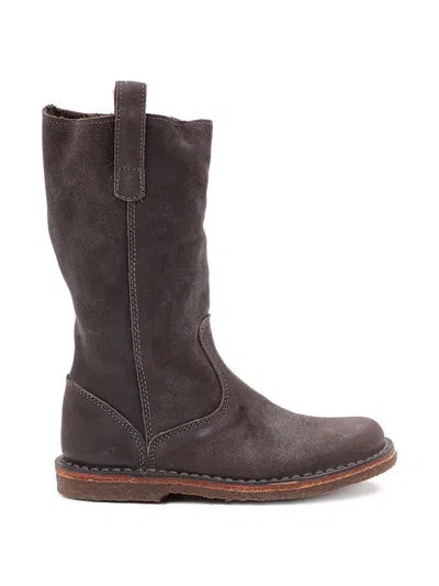 Pèpè Joanne Calf-leather Pull-on Boots In Gray