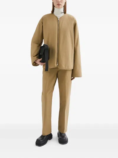 Jil Sander Logo-embroidered Jacket In Brown