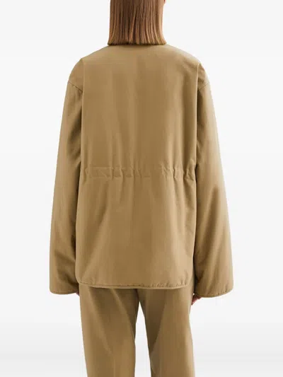Jil Sander Logo-embroidered Jacket In Brown