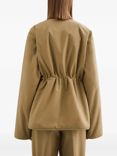 Jil Sander Logo-embroidered Jacket In Brown