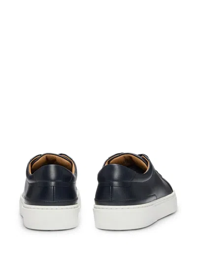 Hugo Boss Gary Leather Low-top Trainers With Branded Lace Loop In Black